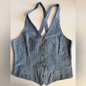 💙🤎AMERICAN EAGLE OUTFITTERS Chambray Top Vest NWT🦅
